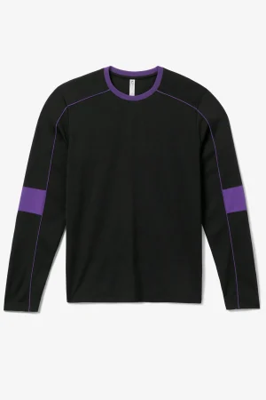 FILA Back Spin Long Sleeve Crew 001 BLACK / ROYAL PURPLE Cheap