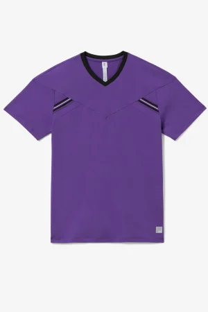 FILA Back Spin Short Sleeve V-Neck 505 ROYAL PURPLE / BLACK / WHITE New
