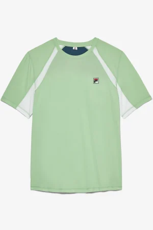 FILA Baseline Short Sleeve Crew 385 GREEN ASH / WHITE / BLUE CORAL Fashion
