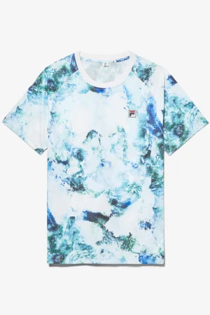 FILA Deuce Court Short Sleeve Printed Crew 468 WATERCOLOR / WHITE Sale