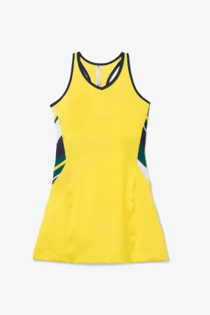 FILA Heritage Racerback Dress 769 BUTTERCUP / BOLD TEAL STRIPE / FILA NAVY / DEEP TEAL Flash Sale