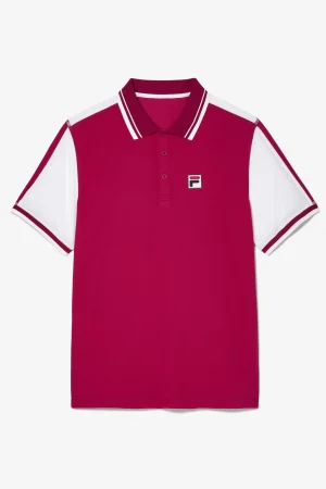 FILA La Finale Short Sleeve Polo 627 PERSIAN RED / WHITE Sale