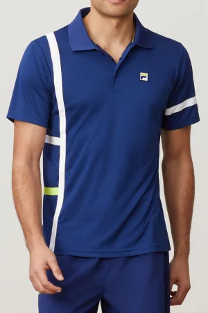FILA PLR singles polo 919 BLUEPRINT / WHITE / ACID LIME Cheap