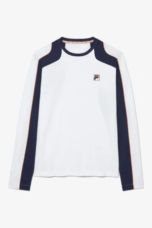 FILA Solar Power Long Sleeve Crew 100 WHITE / FILA NAVY / BLUE CHILL Clearance