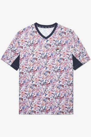 FILA Solar Power Short Sleeve Printed V-Neck 643 SPLASH POWER / FILA NAVY Sale