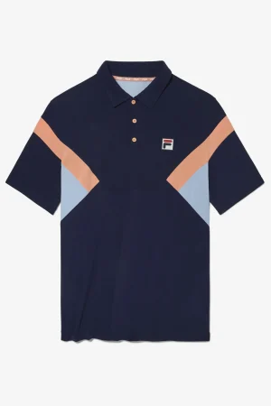 FILA Solar Power Short Sleeve Color Blocked Polo 412 FILA NAVY / SHELL / BLUE CHILL Shop