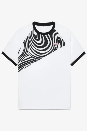 FILA Tie Breaker Short Sleeve Color Block Printed Crew 101 WHITE / SWIRL / BLACK Discount
