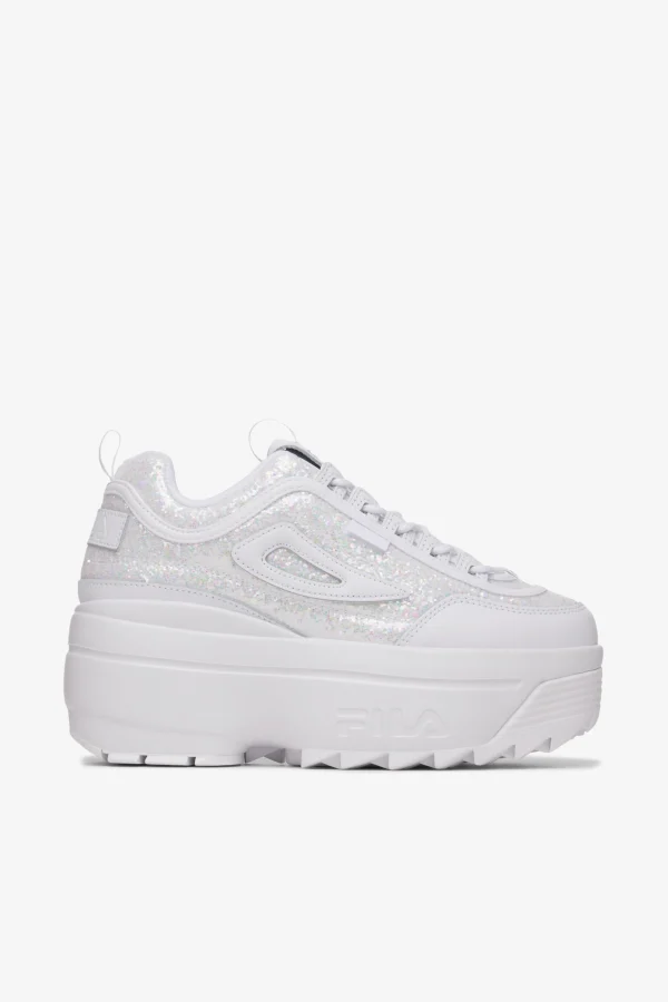 FILA Women' Disruptor II Wedge Special Glitter 100 WHITE/ WHITE/ WHITE Best Sale
