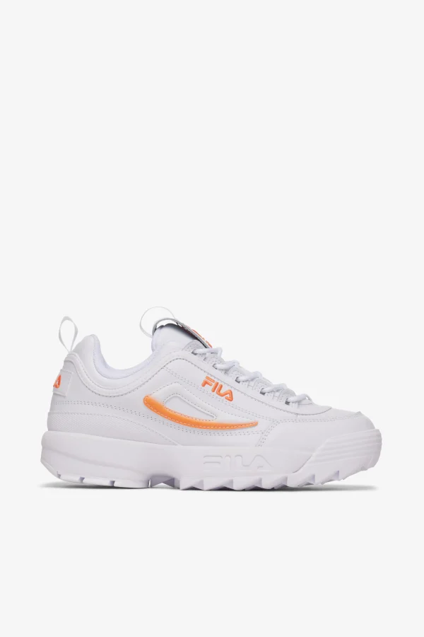 FILA Womenis Disruptor II Premium 135 WHITE/TANGERINE/WHITE New